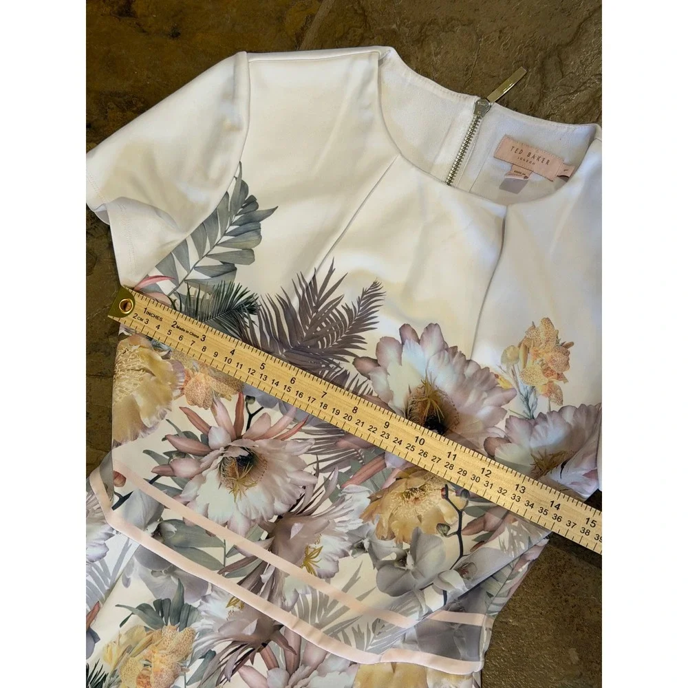 Ted Baker London Floral Skater Dress White haylinn woodland Kentucky derby M L 4 - Picture 6 of 10